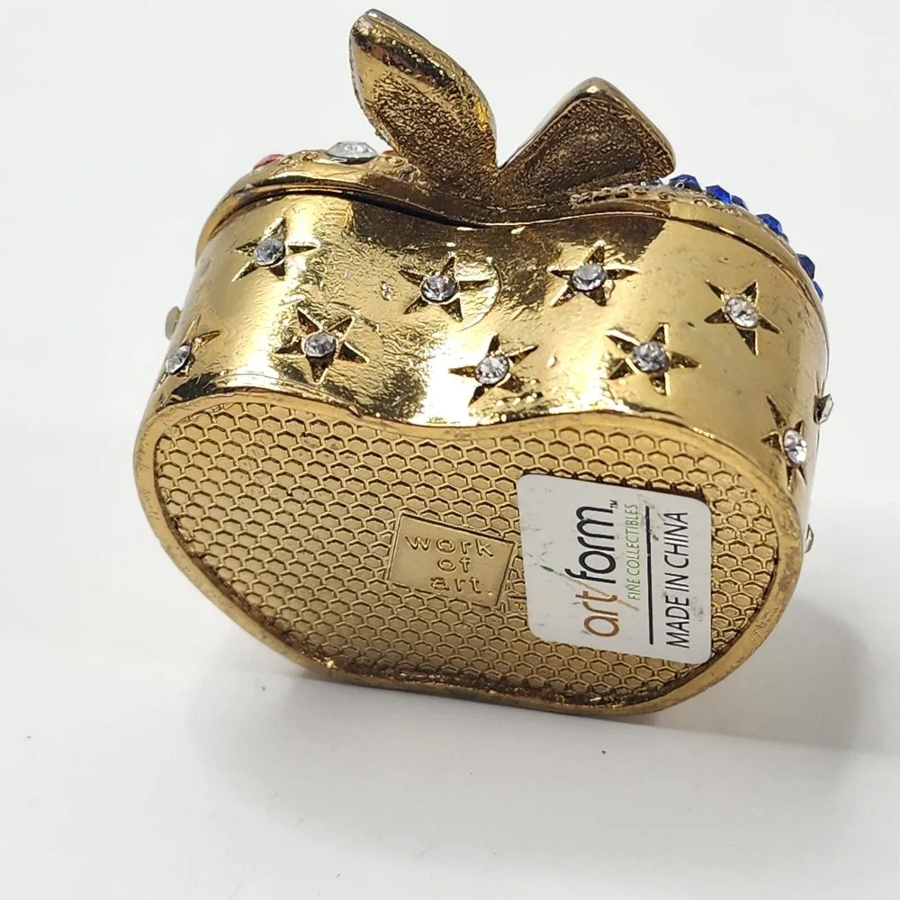 Art Form Objet d' Work of Art APPLE USA Patriotic Teacher Jeweled Trinket Box